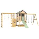Wendi Toys Casuta de gradina Pastel Green Adventure Cottage cu platforma, tobogan, leagan dublu si modul sport (M60PGN_G), Wendi Toys (M60PGN_G) Casuta pentru copii