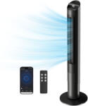 HomCom 116 cm-es oszlopventilátor, WiFi-ventilátor alkalmazásvezérléssel, hálószobába, fekete színben