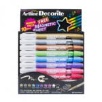 Artline Marker ARTLINE Decorite, varf flexibil(tip pensula), 10cul. metalizate/set + 1 folie magnetica neagr (EDF-F/BP/10MB1)