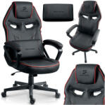 Sofotel Gamer szék, Sofotel Furon, fekete/piros, 37-57 cm ülésmagasság, gumírozott kerekek, derék- és fejpárnával, 120 kg teherbírás (TE242801)