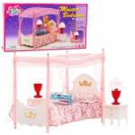 LEAN Toys Doll Furniture Set: Canopy Bed, Nightstands, Lamps