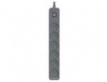 Tracer Power Line+ 1.8 m Graphite Surge Protection Strip (6 sockets)