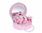 Jokomisiada Charming jewelry box made of eco-leather with a mirror and hair accessories ZA5737