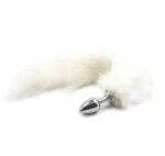  Metal anal plug with long tail fur 7cm