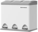 Brius Cos gunoi otel 3 compartimente colectare selectiva, pedale colorate, galeti interioare detasabile, 3x8L, alb si gri (EZ-LTB24WT) Cos de gunoi