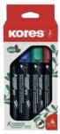 Kores Marker permanent, set, 3-5 mm, vârf teșit, KORES "ECO K-Marker XP2", 4 culori diferite, 4 buc