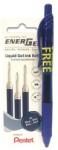Pentel Rezervă pix gel, pachet, 0, 35 mm, PENTEL "EnerGel LR7", cadou: pix gel, albastru, 3 buc