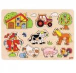 Goki Wooden puzzle with handles, puzzle - Farm theme, Goki 57995