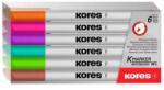 Kores Markere pentru tablă albă și flipchart, set, 1-3 mm, vârf conic, KORES "K-Marker W1", 6 culori diferite, 6 buc