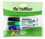 FlexOffice Marker pentru tablă albă, set, 2, 5 mm, conic, set, FLEXOFFICE "WB02", 4 culori, 4 buc