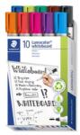 STAEDTLER Markere pentru tablă albă, set, 2mm, conice, STAEDTLER "Lumocolor 351", 10 culori diferite, 10 buc