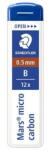STAEDTLER Mină de grafit, B, 0, 5 mm, STAEDTLER "Mars Micro Carbon 250", 12 bucăți