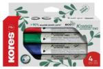 Kores Markere pentru tablă albă și flipchart, set, 3 mm, vârf conic, KORES "ECO K-Marker XW1", 4 culori diferite, 4 buc