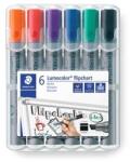 STAEDTLER Marker flipchart, 2-5 mm, teșit, STAEDTLER "Lumocolor 356 B", 6 culori diferite, 6 buc