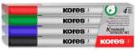 Kores Markere pentru tablă albă și flipchart, set, 1-3 mm, vârf conic, KORES "K-Marker W1", 4 culori diferite, 4 buc
