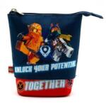 LEGO® Penar cu fermoar, tip pop-up, LEGO „Ninjago Împreună, albastru-roșu, cu model Penar
