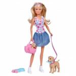 Simba Toys Steffi doll on a walk with Simba dogs