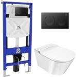 Major&Maker Deluxe A + Coral Black mosó funkcióval ellátott wc, szerelő kerettel és öblítő gombbal függő perem nélkül fehér 4020FWS200302B (4020FWS200302B)