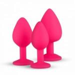 EasyToys Silicone Jewel Plug Set Pink - 3 Sizes, Decorative Base