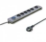 Qoltec Anti-surge bar QOLTEC 3.0M 6-SOCKETS GREY/Modern