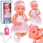 Jokomisiada Rubber baby doll in a pink dress, bottle, pacifier ZA5235