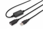ASSMANN Active USB 2.0 Repeater/Extension Cable, 10 m A/M to A/F, black A/M to A/F