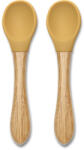 NATURAL Силиконови лъжички с бамбук Lorelli - Natural, 2 броя, Yellow (10230680001)