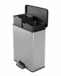 Keter Szemetes, pedálos, újrahasznosított műanyag, kivehető kukák, 2x26 l, CURVER "Deco bin duo", fekete/ezüst
