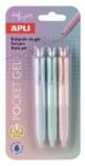 APLI Géltoll, mini, 0, 5 mm, nyomómechanizmussal, APLI "Pocket Gel", pasztell színek keveréke, 3 db