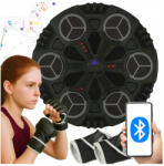  LED bokszfal, 6 ütőponttal, 2 kesztyűvel + zenés bluetooth funkcióval - 35, 5 cm, fekete-szürke (KX3009)
