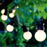 ProGarden 15 m-es 20 LED-es hosszabbítható fekete gumi vezetékes lámpafüzér, teraszvilágítás, időzíthető, IP44, - meleg fehér (LE2200320)