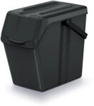 KEDEN Coș pentru sortarea deșeurilor 25 l, negru reciclat, stivuibil cu capac frontal Cos de gunoi