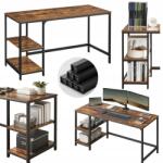 VASAGLE Iskolai számítógép asztal 140cm Loft Polcok Könyvespolc Nagy Vintage Irodai (LWD55X)