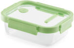 Lékué Glass Container Rectangular téglalap alakú légmentes üveg ételtároló doboz, 640ml, üveg és platina szilikon, zöld