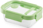 Lékué Glass Container Rectangular téglalap alakú légmentes üveg ételtároló doboz, 0, 37L, üveg és platina szilikon, zöld
