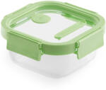 Lékué Glass Container Square négyzetes légmentes üveg ételtároló doboz, 520ml, üveg és platina szilikon, zöld