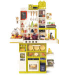 Mama Kiddies Mama Kiddies® Interaktív "Spraying Kitchen" Játékkonyha - 121 darabos készlet, 103 cm magas fény- és hangeffektekkel sárgászöld színben