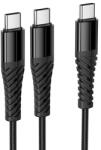 hoco. X123 2 az 1-ben USB-C - USB-C töltőkábel dupla csatlakozóval 1 m - Fekete