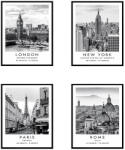 AdTrend Set 4 tablouri decorative olegrafie pe hartie City 40 x 50 cm (107460)