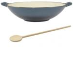 Perfect Home Vas de fonta tip Wok, emailat, 35.5x11 cm, cu lingura de lemn, Perfect Home (140911)