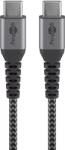 Goobay Cablu textil USB TYPE C tata-tata 0.5m 3A mufe metalice argintiu Goobay (49301) - drumix