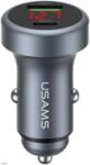 USAMS CC327 Autós töltő 1xUSB 1xUSB-C 45W szürke (CC327CC01)