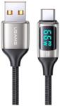 USAMS U78 adatkábel USB - Type-C, LED kijelző, FEKETE/EZÜST (SJ544_F)