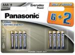 Panasonic EVERYDAY POWER szupertartós elem AAA, alkáli, 8db/csomag (LR03EPS/8BW 6+2F)