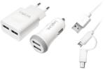 LogiLink USB töltőkészlet autó és AC. 2port. 2A / 2.1A