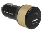 Navilock Autós töltő 1 x USB Type-C + 1 x USB A-típusú