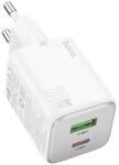 hoco. N41 hálózati töltő USB+Type-C aljzat 20W, PD gyorstöltő 3.0, FEHÉR (N41_W)