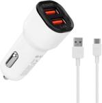 S-Link EC30T Autós töltő 2xUSB + USB-C kábel fehér (35681)