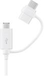Samsung adatkábel 2in1 USB - microUSB/Type-C . 150cm. FEHÉR OEM/bulk csomagolás (EP-DG930DW)