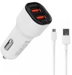 S-Link EC30M Autós töltő 2xUSB + Micro USB kábel fehér (35679)